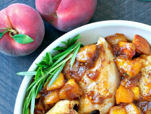 One Skillet Peach Glazed Chicken
