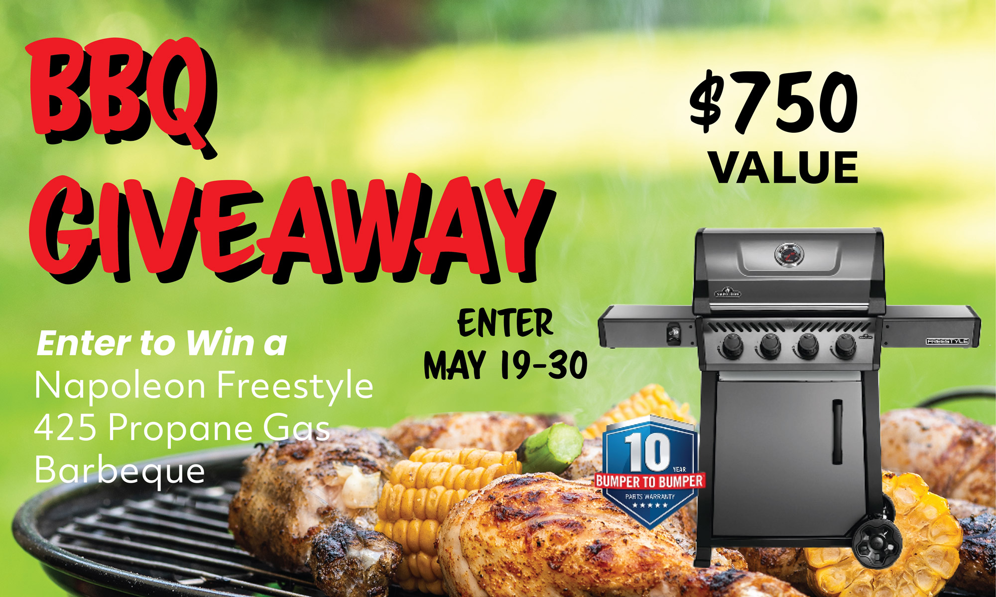 Enter To Win A BBQ! Enter our giveaway for a chance to win a Napoleon Freestyle 425 Propane Gas Barbeque!
