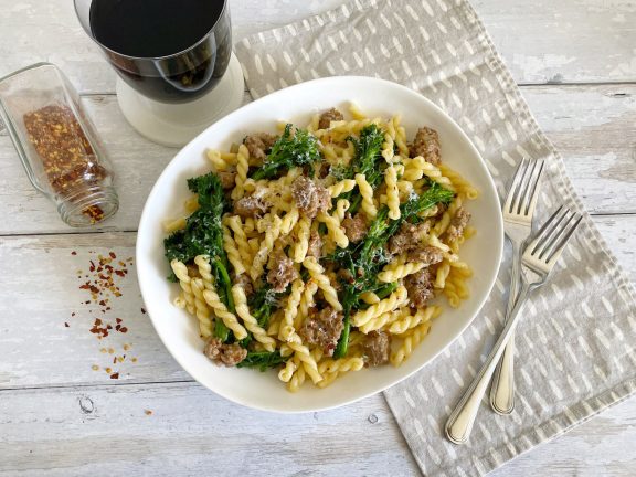 Kale Top Pasta with Italian Sausage