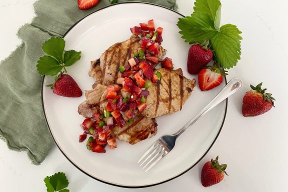 Balsamic Glazed Pork Chops with Strawberry Salsa