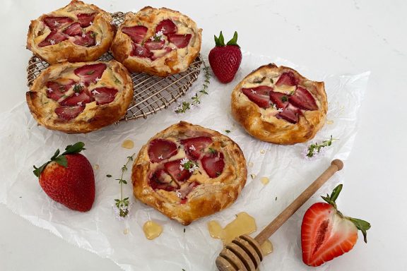 strawberry and thyme danishes