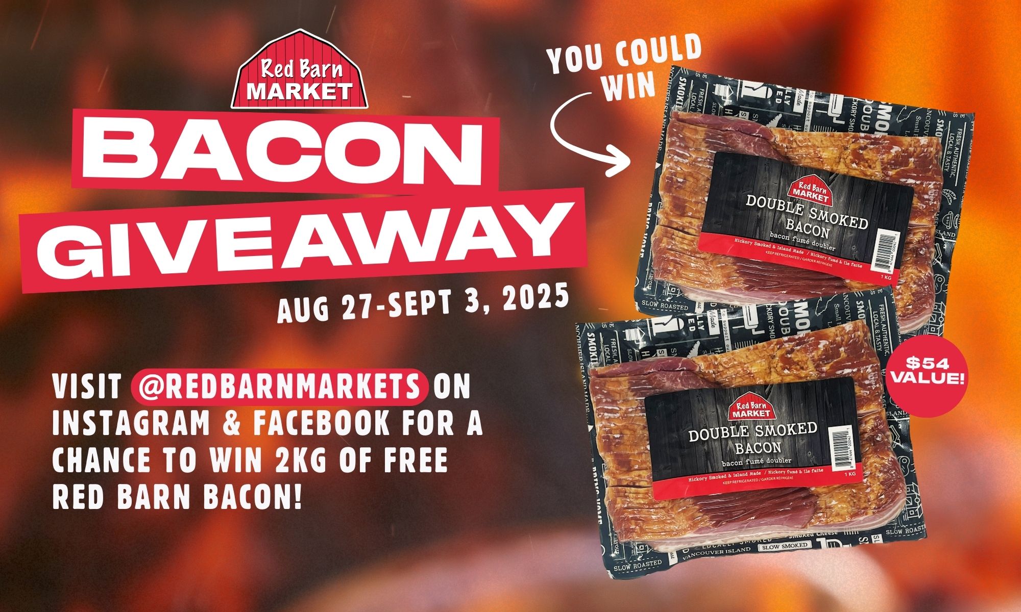 International Bacon Day Giveaway We're giving away 2KG of Red Barn Bacon to 25 lucky winners to celebrate International Bacon Day!