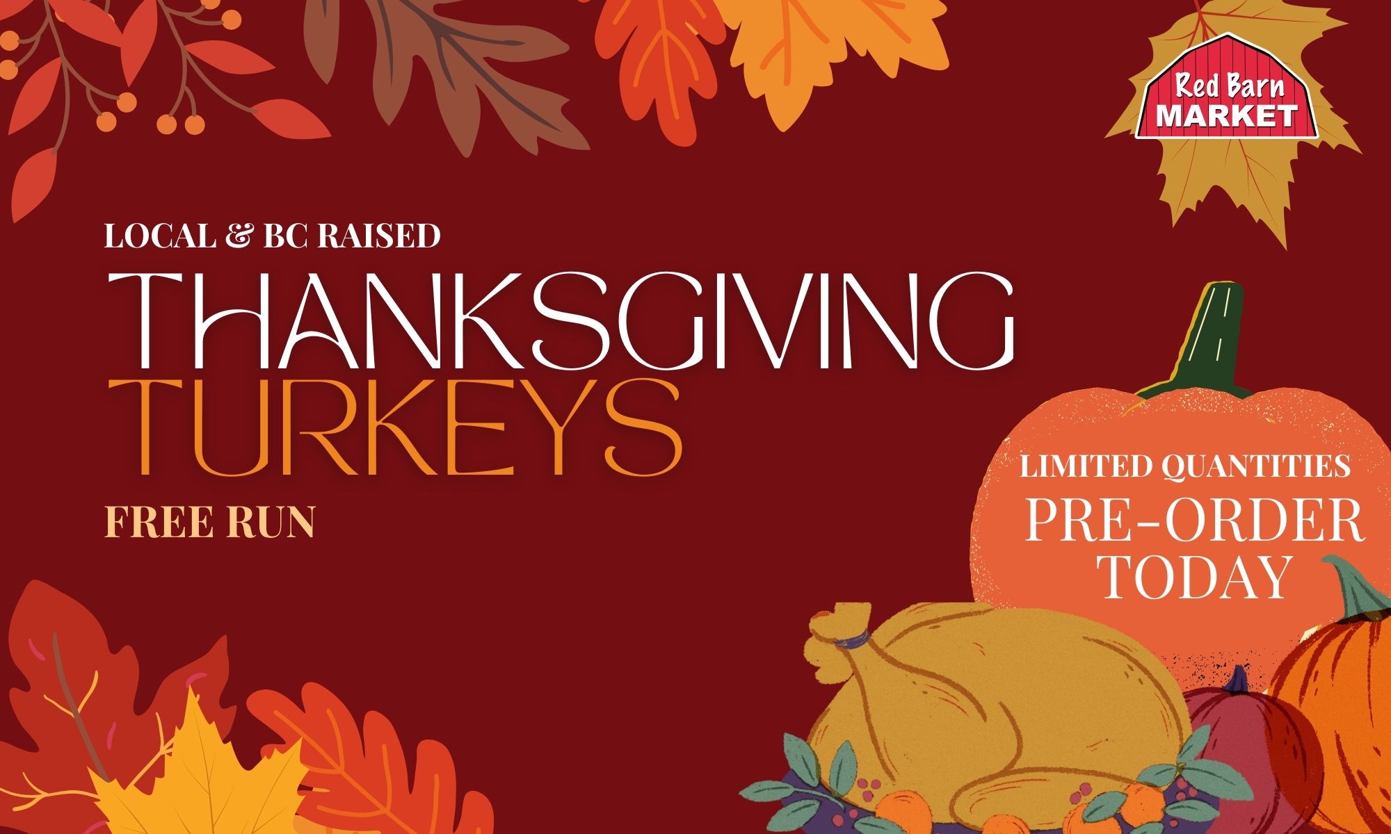 Order you Thanksgiving Turkey Today! Order a locally raised Thanksgiving Turkey for your holiday gathering this year.