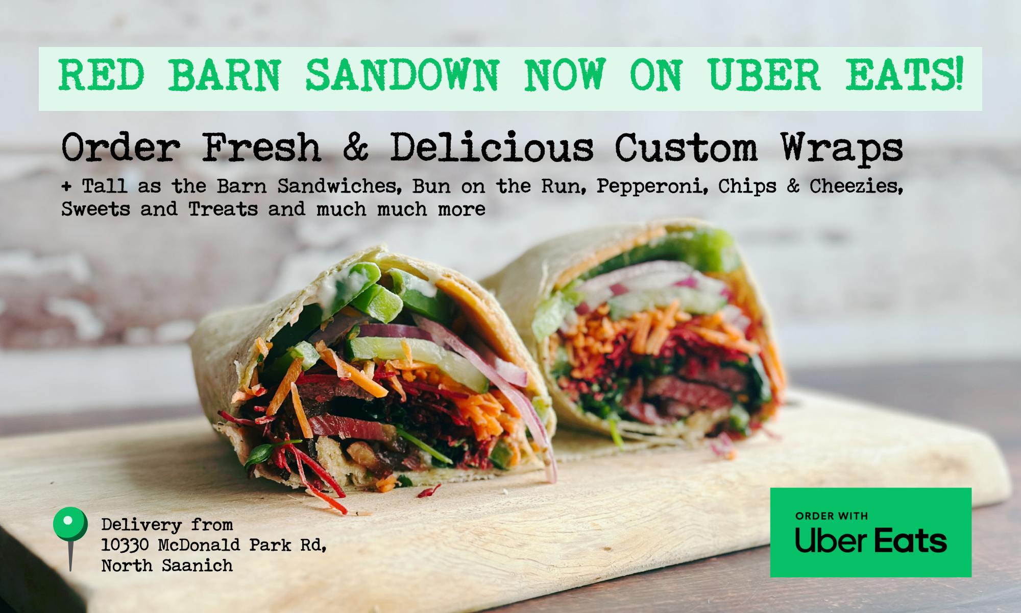 Now order from Red Barn Sandown on Uber Eats North Saanich and Sidney residents can now order on Uber Eats