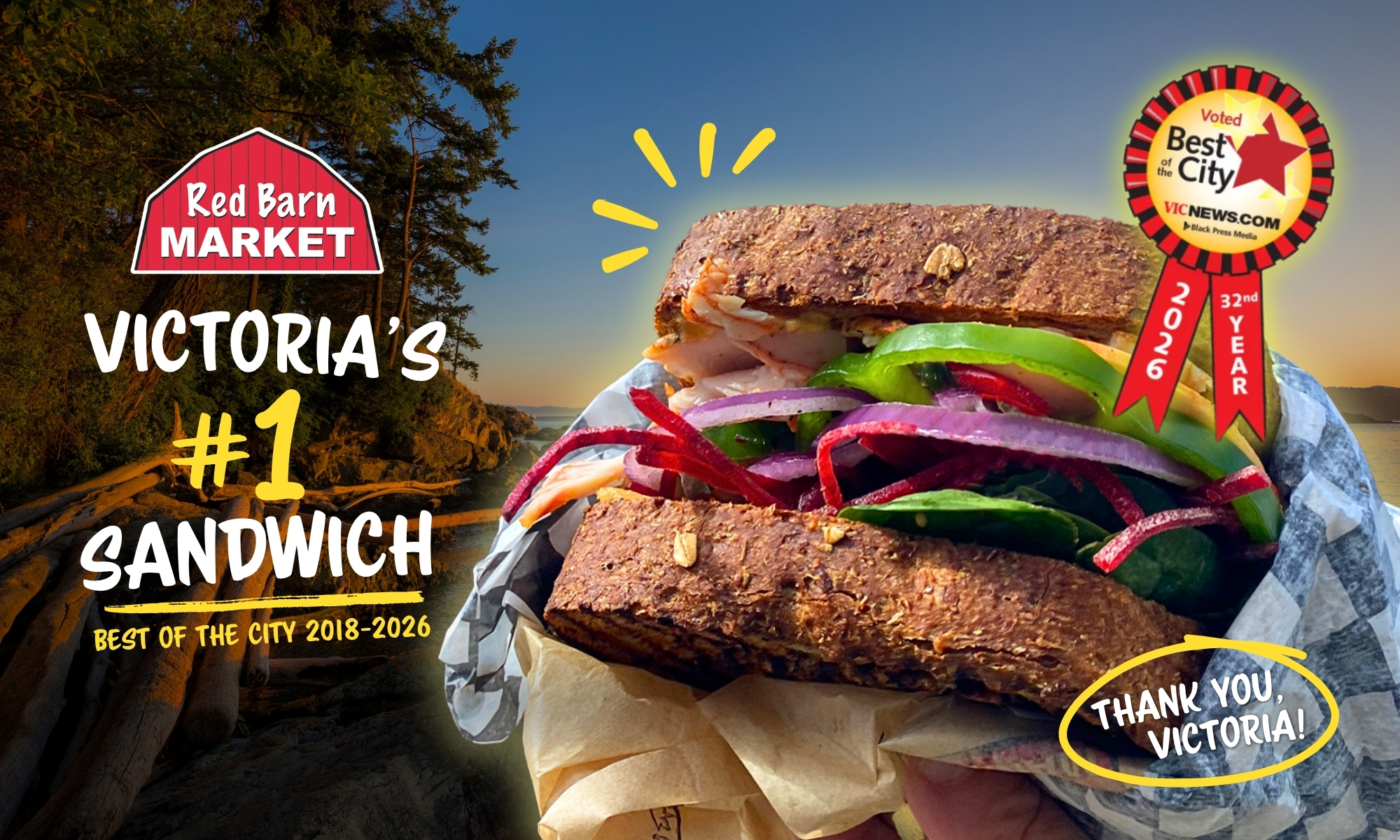 Best of the City 2026 We've been voted Victoria's Best Deli and Best Sandwich of 2026!